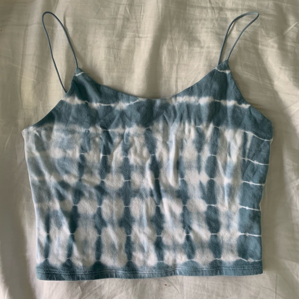 Blue/white tie dyed tank top from Garage